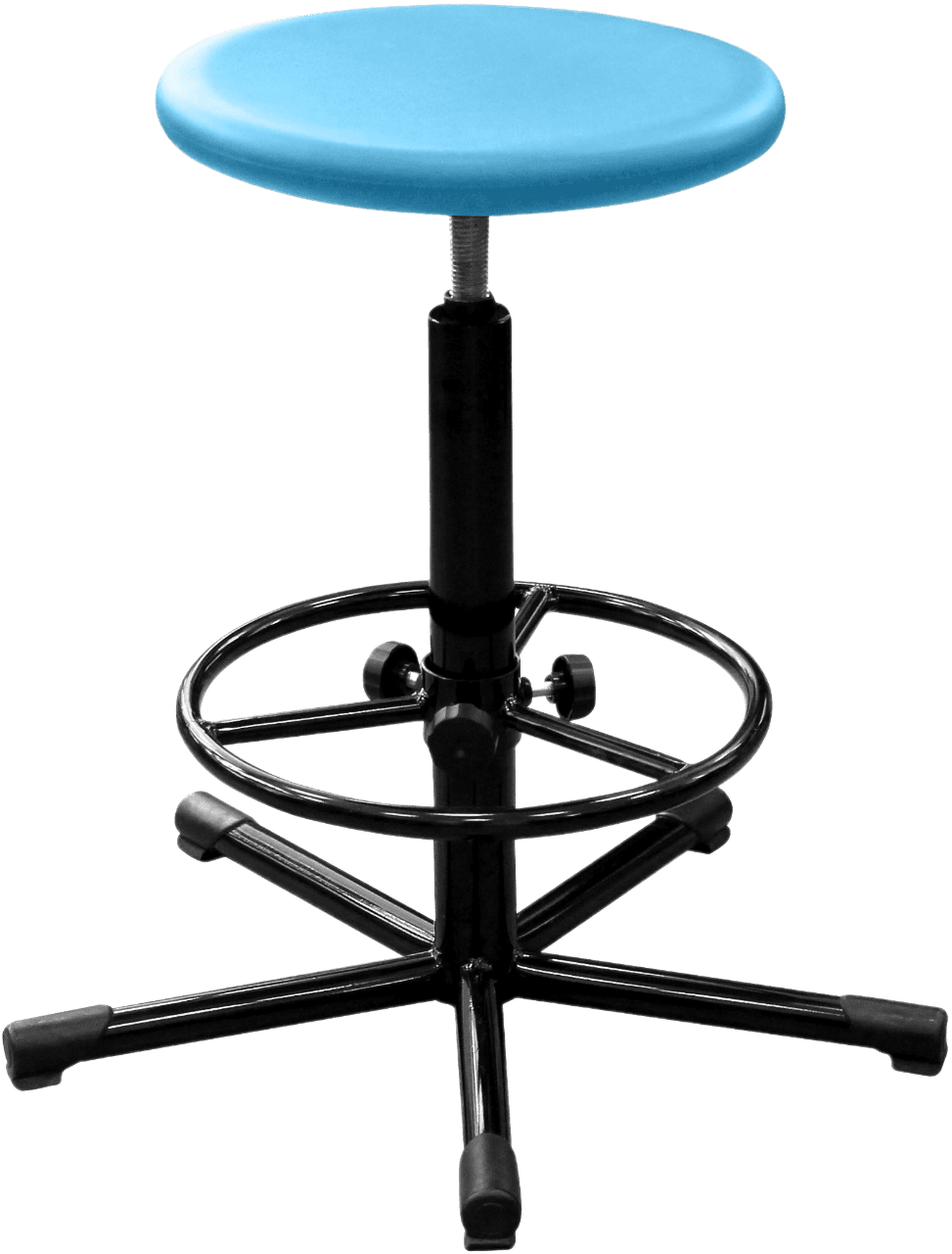 Табурет полиуретановый медицинский Т09 с круглым сиденьем голубого цвета